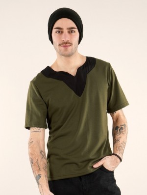 Pánské Tričko Toonzshop Legolas T-shirt With Mao Collar Olivy Zelené Zelene | 6431UMZQH