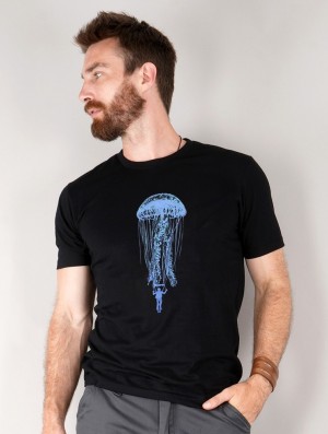 Pánské Tričko Toonzshop Medusa Parachute Printed Short Sleeve T-shirt Černé | 4735VXYQH