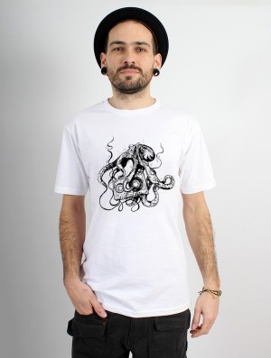 Pánské Tričko Toonzshop Octopus K7 Printed Short Sleeve T-shirt Bílé | 8364SPECV