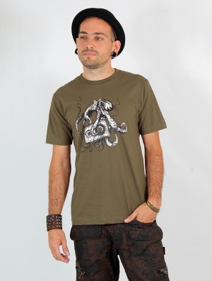 Pánské Tričko Toonzshop Octopus K7 Printed Short Sleeve T-shirt Světle Zelene | 5473LHFWJ