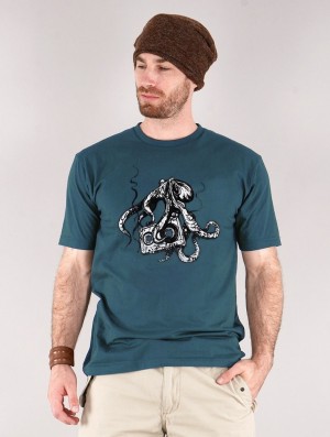Pánské Tričko Toonzshop Octopus K7 Printed Short Sleeve T-shirt Tmavě Blankyt | 8650QCODR