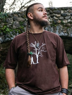 Pánské Tričko Toonzshop Painting Tree Printed Short Sleeve T-shirt Hnědé | 7802MHDXT