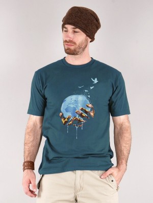 Pánské Tričko Toonzshop Planet Printed Short Sleeve T-shirt Tmavě Blankyt | 1479HBMRJ