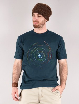Pánské Tričko Toonzshop Planet Record Printed Short Sleeve T-shirt Tmavě Blankyt | 3562LXAIU
