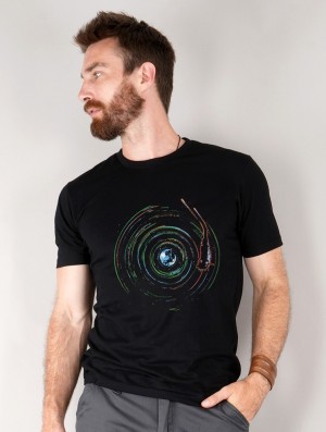 Pánské Tričko Toonzshop Planet Record Printed Short Sleeve T-shirt Černé | 3204FRCMS