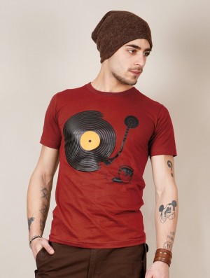 Pánské Tričko Toonzshop Record Painter Printed Short Sleeve T-shirt Červené | 6419TEIAR