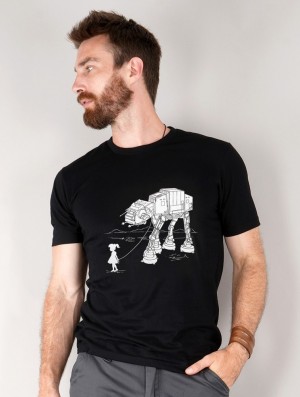 Pánské Tričko Toonzshop Robot Pet Printed Short Sleeve T-shirt Černé | 3291AQVRZ
