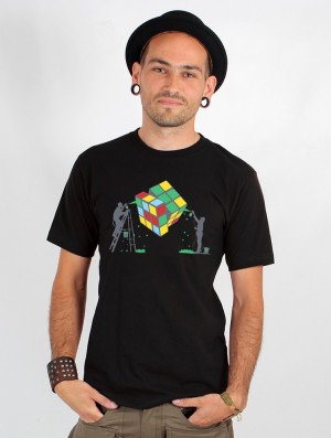 Pánské Tričko Toonzshop Rubik's Cube Graffiti Printed Short Sleeve T-shirt Černé | 8923JIYDG