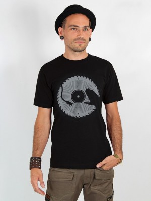 Pánské Tričko Toonzshop Saw Blade Dj Printed Short Sleeve T-shirt Černé | 8736AWEBN