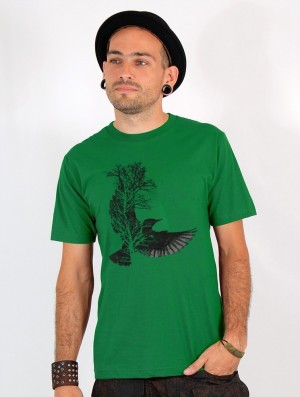 Pánské Tričko Toonzshop Tree Crow Printed Short Sleeve T-shirt Zelene | 4985LTPHG