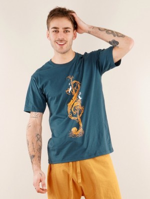 Pánské Tričko Toonzshop Vegetal Treble Clef Printed Short Sleeve T-shirt Tmavě Blankyt | 1935PCFZY