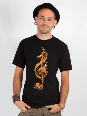 Pánské Tričko Toonzshop Vegetal Treble Clef Printed Short Sleeve T-shirt Černé | 7812UIBAW