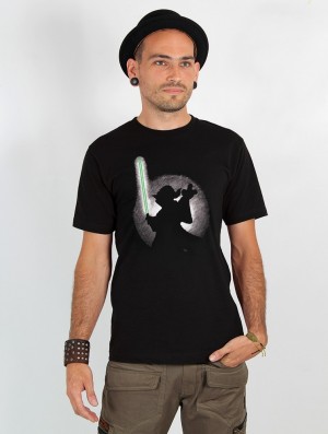Pánské Tričko Toonzshop Yoda Shadow Printed Short Sleeve T-shirt Černé | 0379QATPR